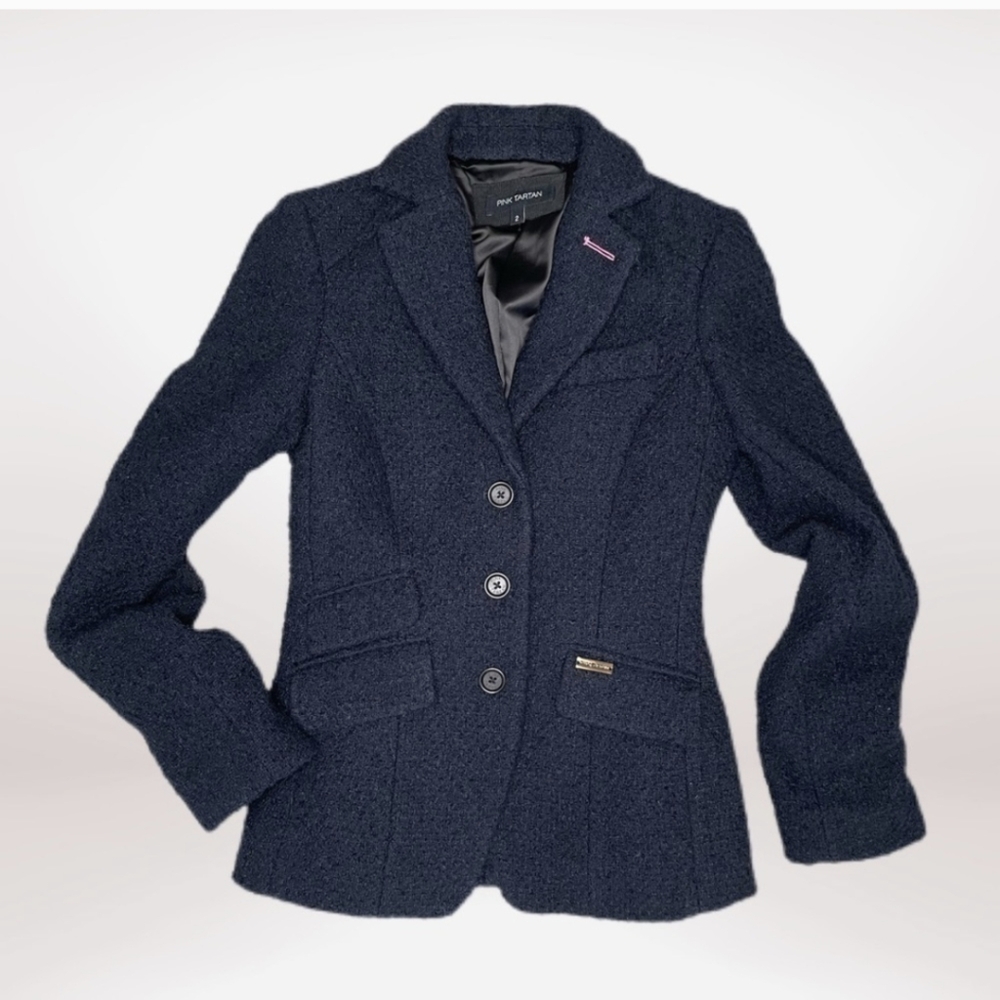 Pink Tartan Wool Blazer Jacket